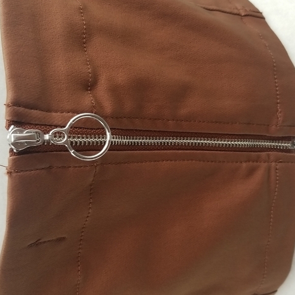 Vegan Eco Leather Tobacco Brown Corset Top w Back Zipper - Picture 5 of 12